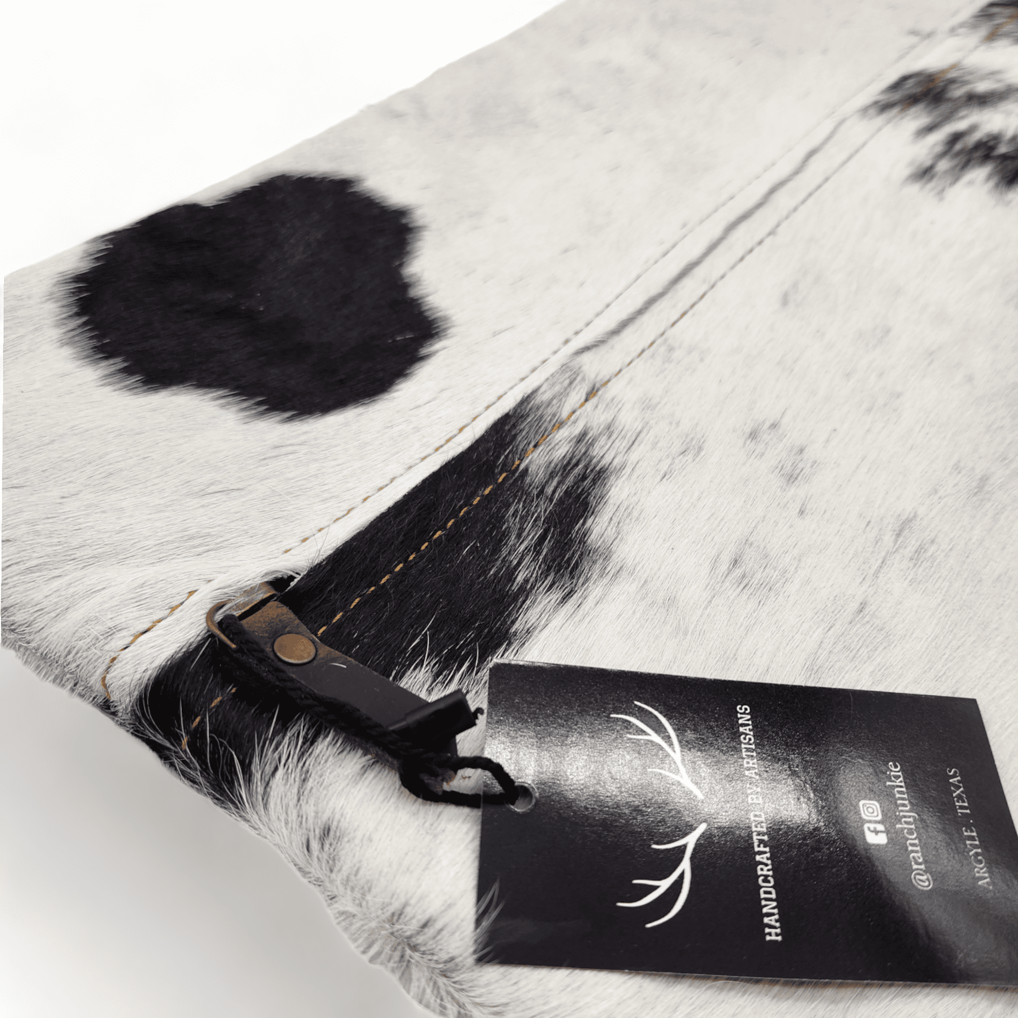 Ranch Junkie - Wholesale Throw Pillow Cover - 18x18 Genuine Cowhide Pillow Covers  Black/White Double Sided Highlands Cowhide Pillow2