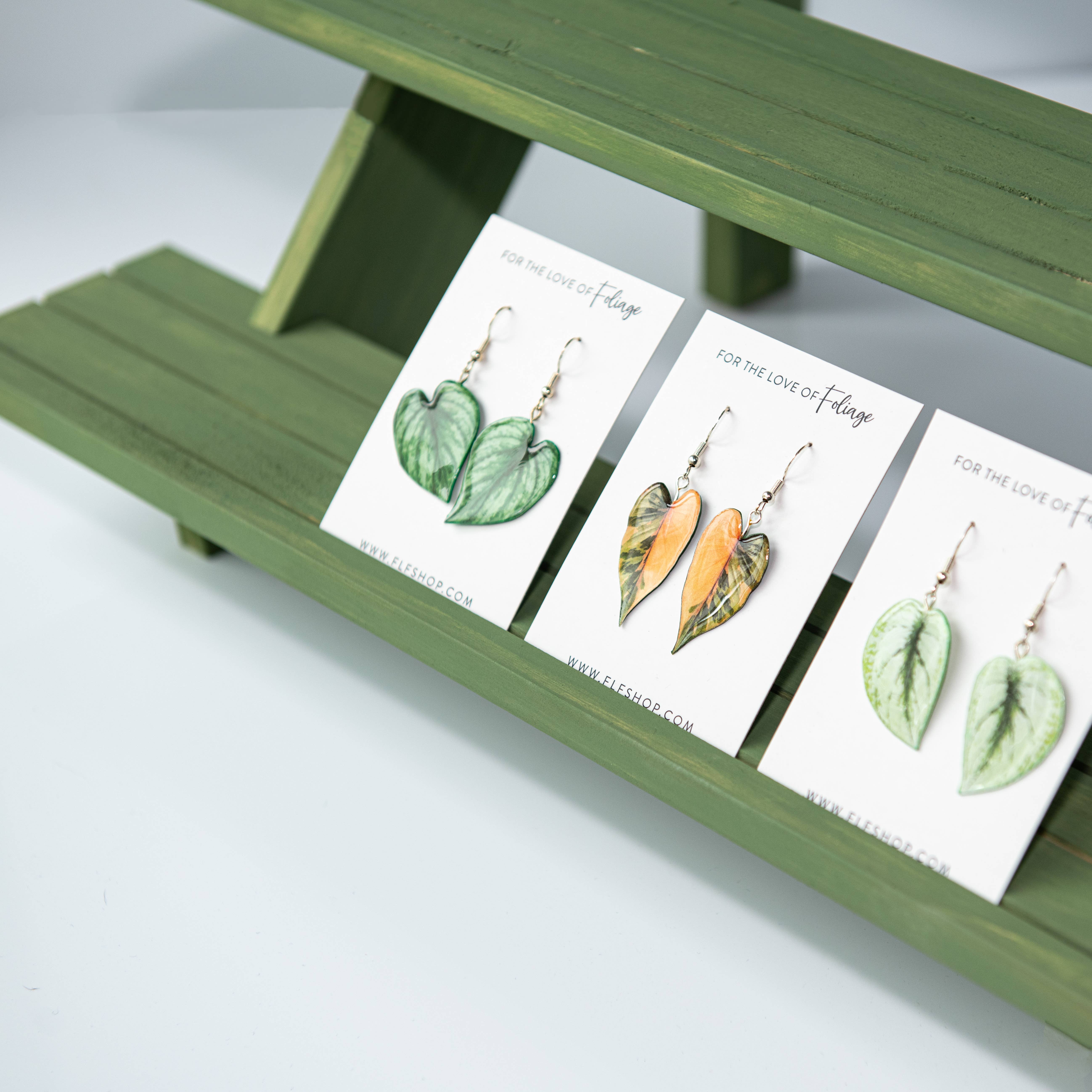 For the Love of Foliage - Wholesale Jewelry Stand & Display - Green Wooden Earring Display - Holds 54 Pairs!1