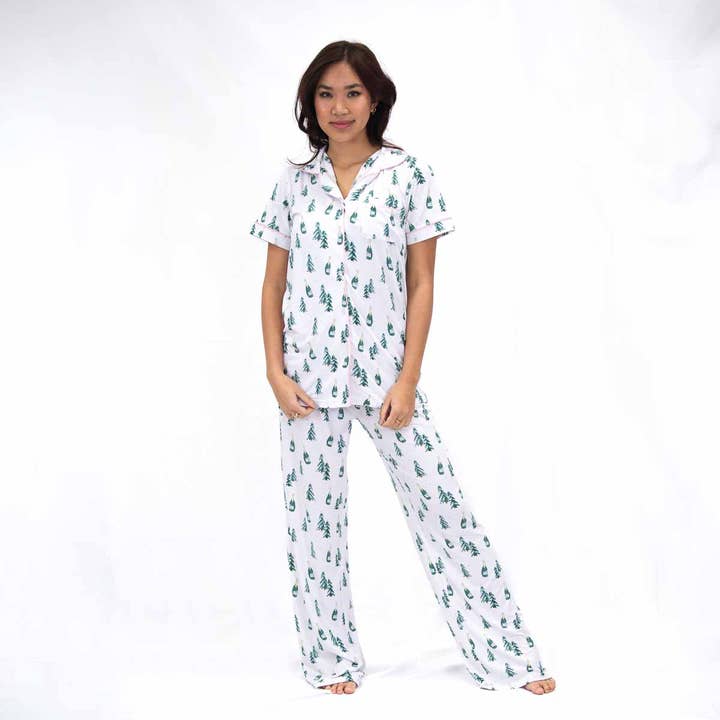 The Royal Standard - Wholesale Sleepwear Bottom - Women's - Christmas Cheers Sleep Pants White/Spruce/Light Pink -Asst.