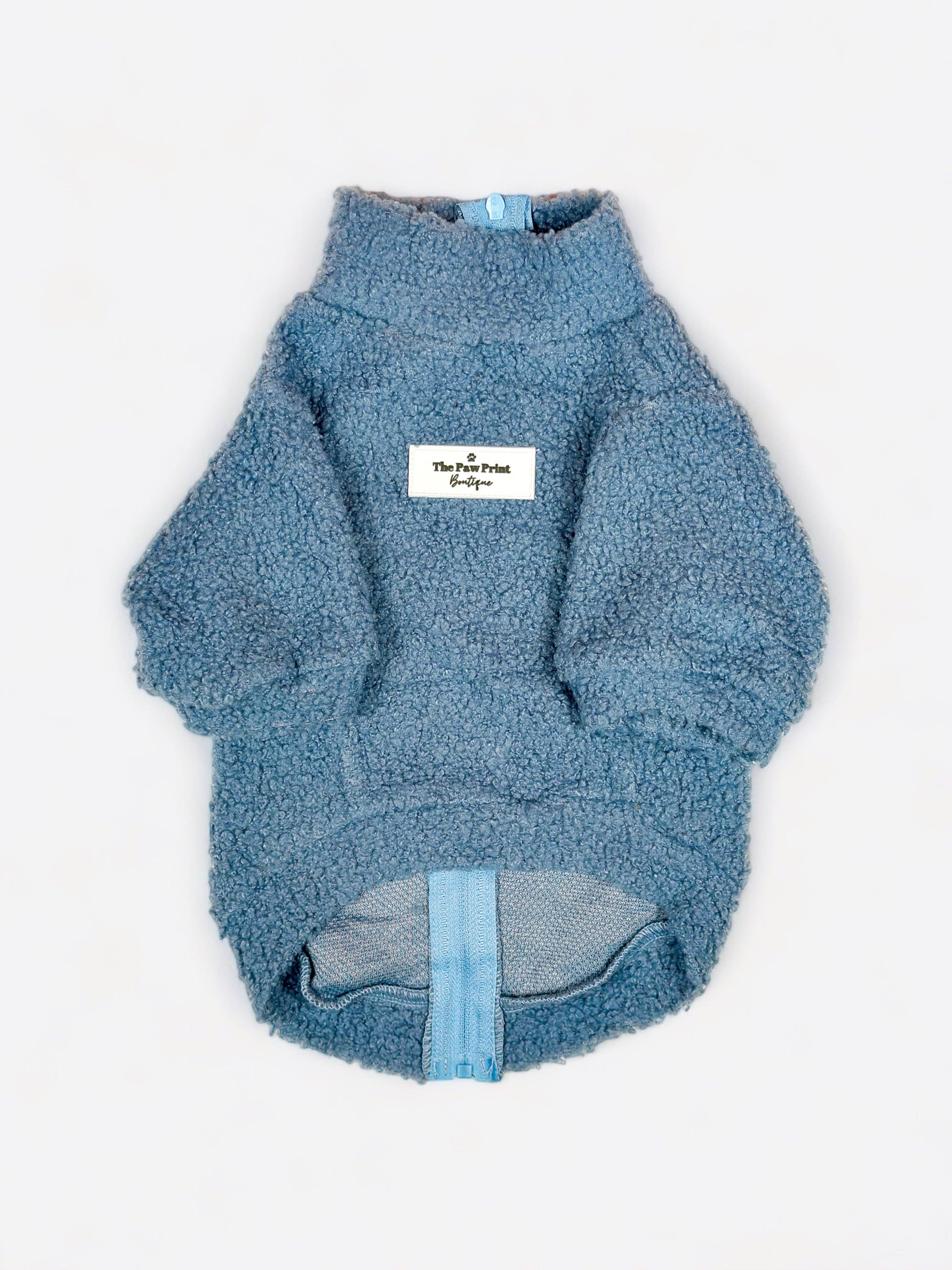 The Paw Print Boutique – wholesale Pet jumper – Dog – Teddy Fleece - Dusky Blue