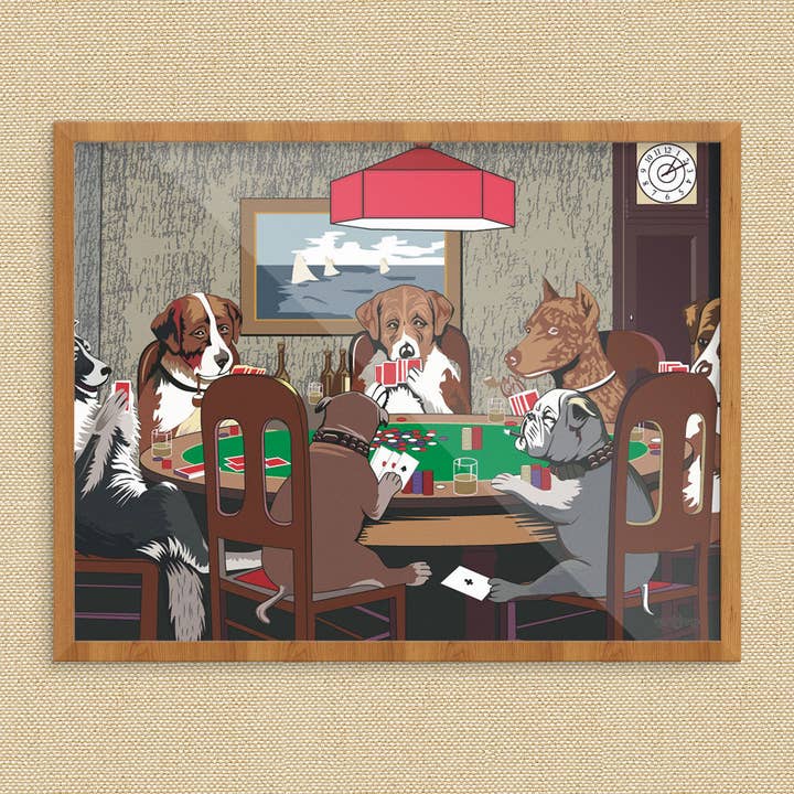 Fridgedoor – Engroshandel Kunsttryk – 11 „x 14" Hunde, der spiller poker print