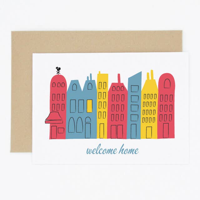 Novo cartão de casa do bloco da cidade retrô por atacado de Madame Annie et Fils