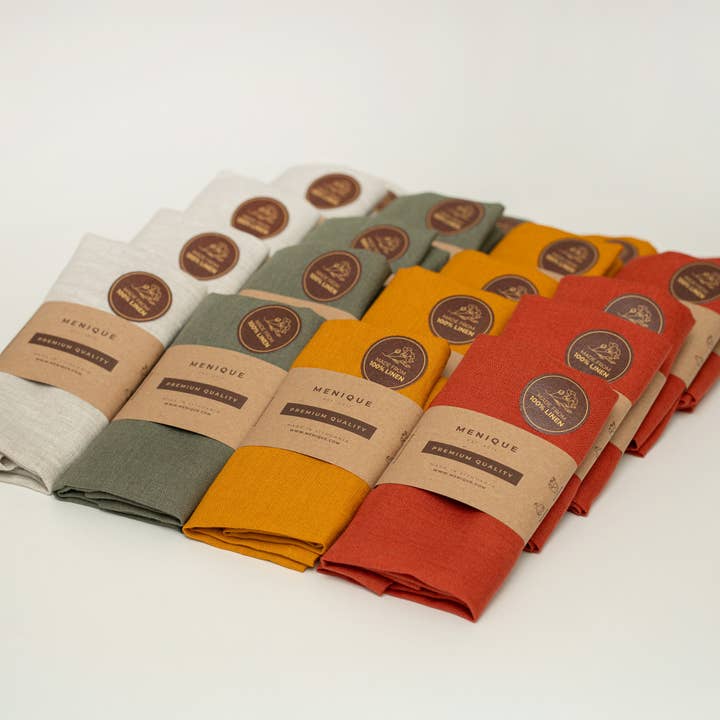 menique - Wholesale Dinner & Cloth Napkin - 100% Linen Napkins Kit - Wedding Holiday Napkins 2/4-Pack