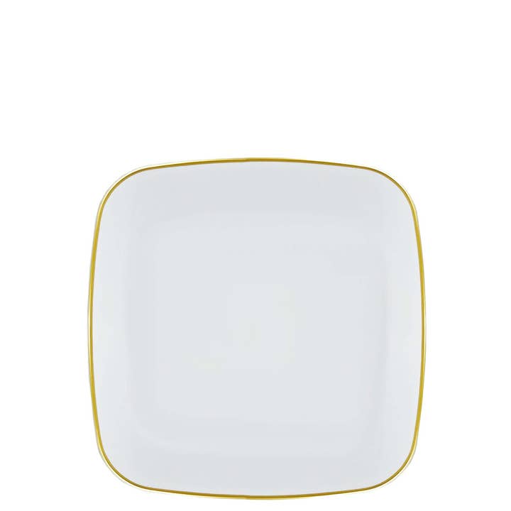EcoQuality - Wholesale Salad Plate - 7.25" Disposable Fancy Square White Plastic Salad Plates