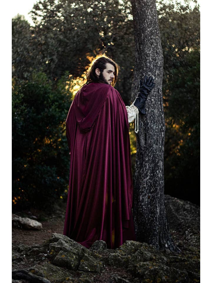 Costurero Real - Wholesale Cape - Women's - Burgundy Dark Red Satin cape hood halloween vampire witch3