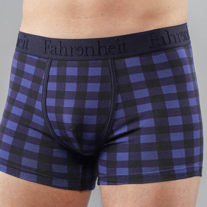 Trunk/Blue Buffalo Check Cotton Boxer Roupa interior masculina por atacado de Fahrenheit