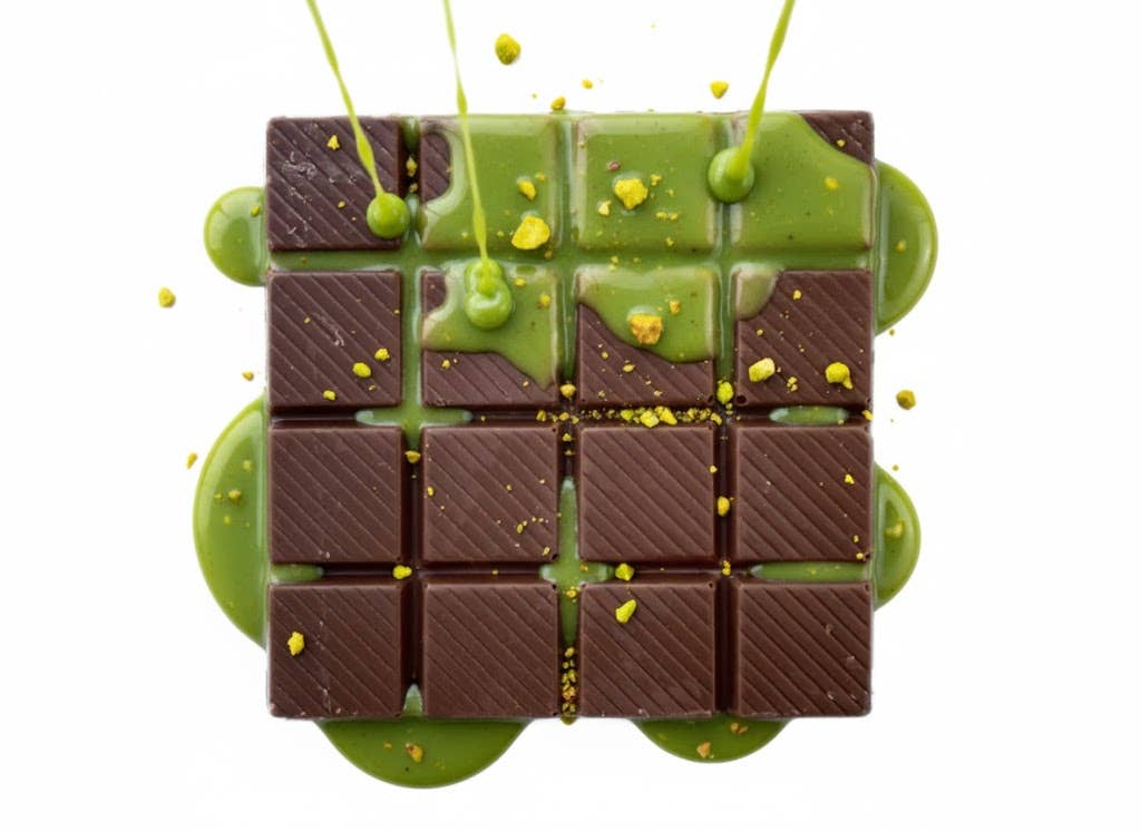 Aladdin - Venta al por mayor Chocolate - Barra de Chocolate de Dubái 100g V-Regalo Praliné de Pistacho Halal1