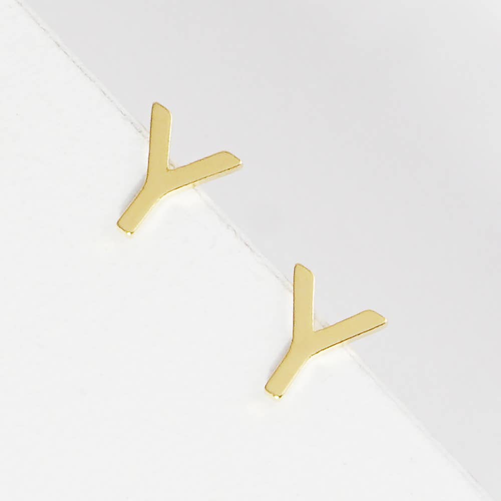 Sensibling Corp. - Wholesale Stud/Post Earrings - Gold Dipped Metal Initial Monogram Stud Earrings60