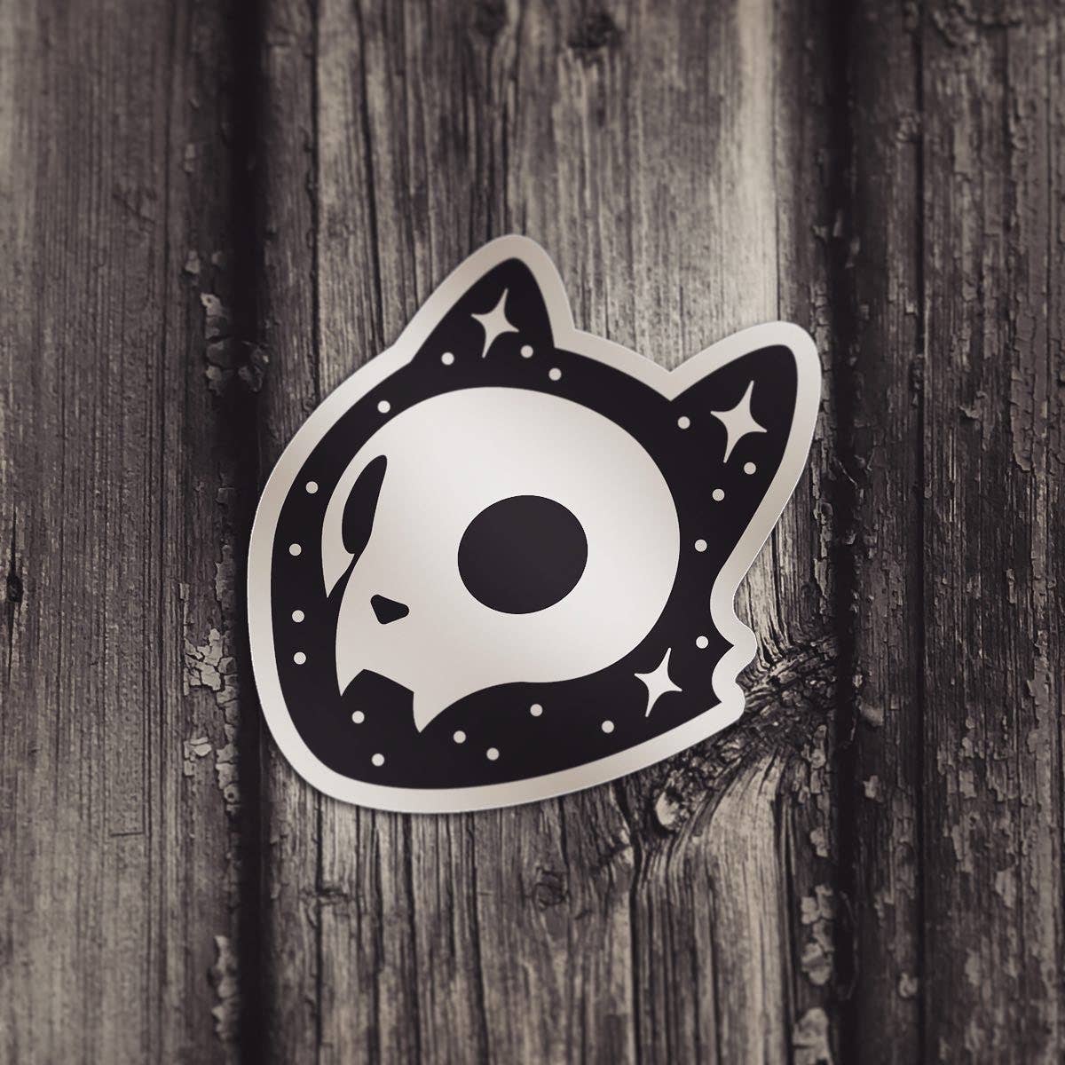 The Fabled Creative Co. – Engroshandel Klistermærke – Space Cat - mat sølv klistermærke1