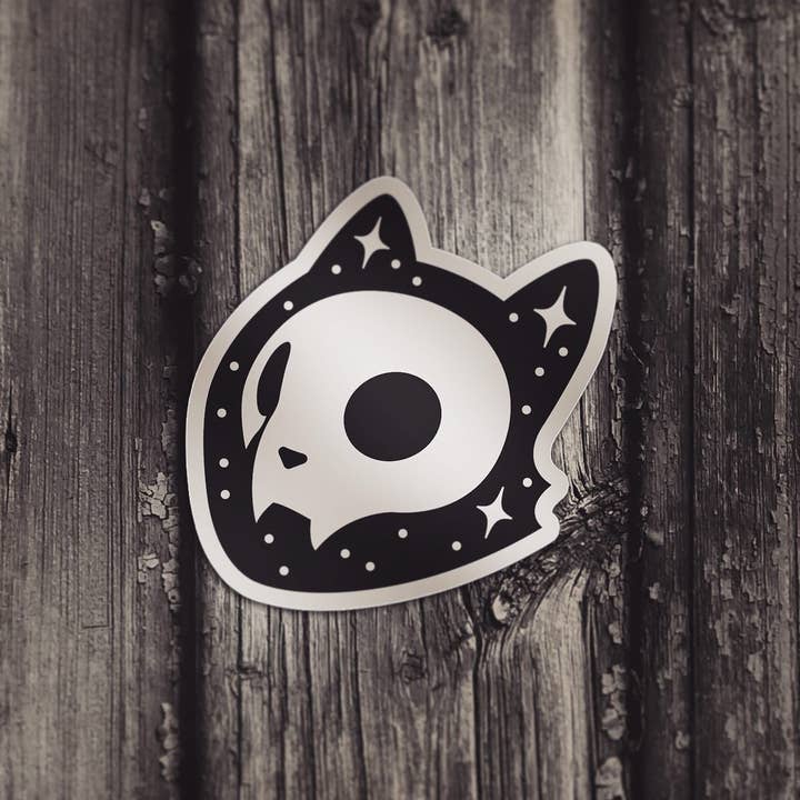 The Fabled Creative Co. – Engroshandel Klistermærke – Space Cat - mat sølv klistermærke1