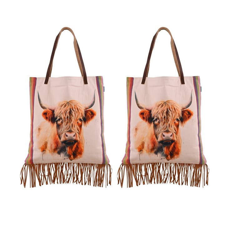ABTB24115_BRNT HIGHLAND COW TOTE BAG 14x16 and other Purchase Wholesale highland cow tote. Free Returns & Net 60 Terms on Faire trending on Faire.