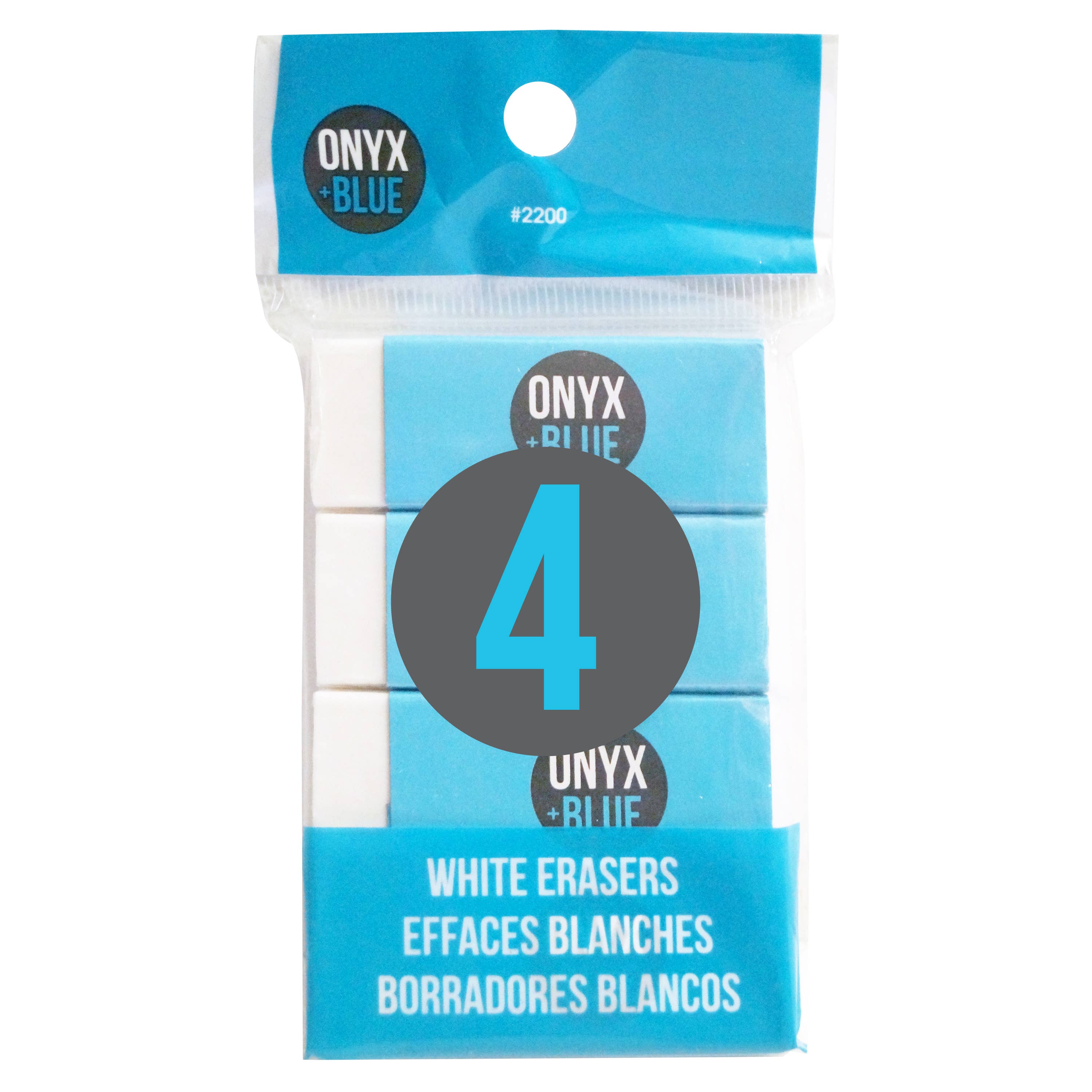 Onyx and Green – wholesale Eraser – 4Pk White Erasers, 54X20X10Mm0