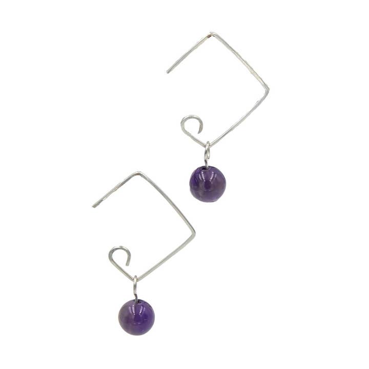 Amethyst Squares ~ Purple Stone Sterling Silver Earrings for wholesale by Earth Song Jewelry