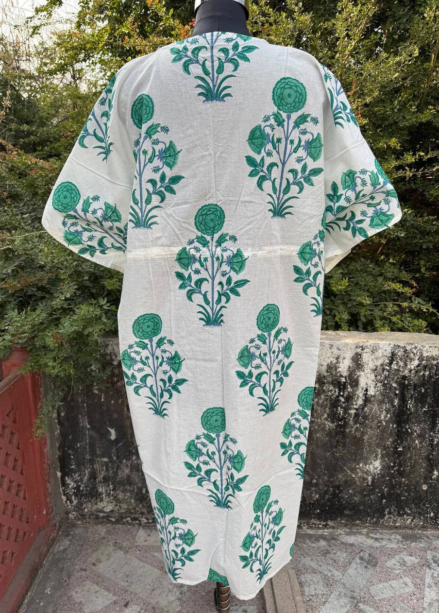 bhavnas boutique - Wholesale Kaftan - Women's - Floral Printed Cotton Kaftan Sleepwear Maxi Loungewear Gown4