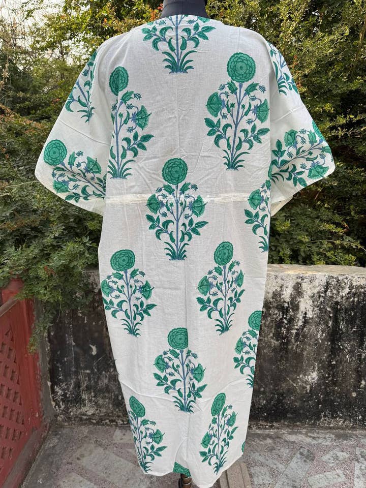 bhavnas boutique - Wholesale Kaftan - Women's - Floral Printed Cotton Kaftan Sleepwear Maxi Loungewear Gown4