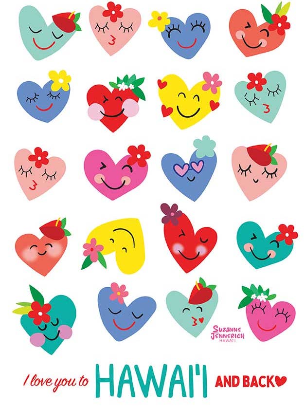 Kitchen Towel Hearts Hawaii for wholesale by Suzanne Jennerich