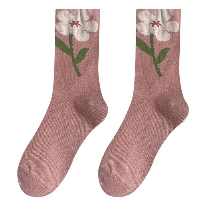 Tourtiwi - Wholesale Socks - Women's - Tulip flower mid-calf socks soft socks