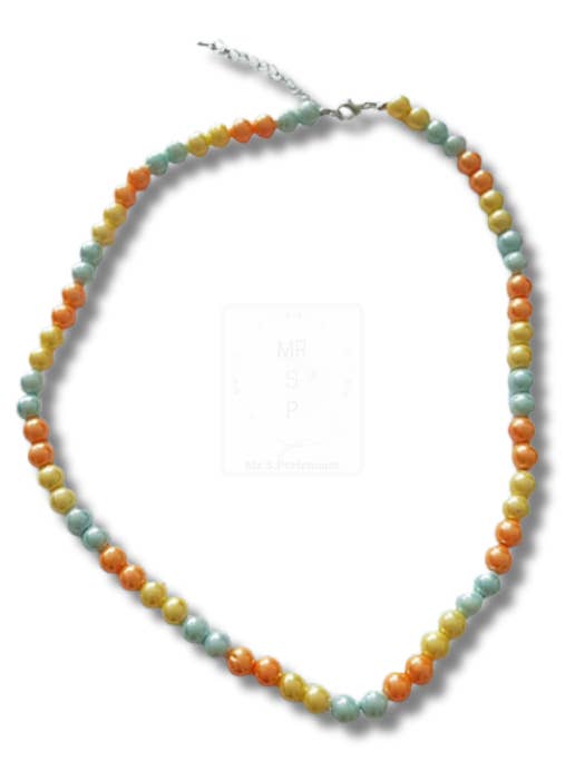 Collana estiva in arancione, giallo e blu – fatta a mano per la vendita all'ingrosso da parte di Mr.S.Perlenoase