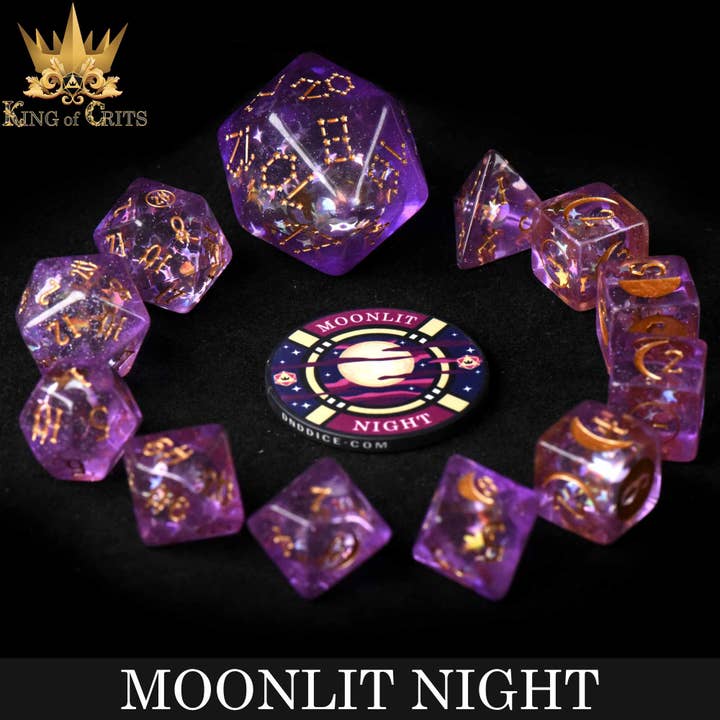 DNDDICE.COM - Wholesale Dice - Moonlit Night - 12 Dice Set