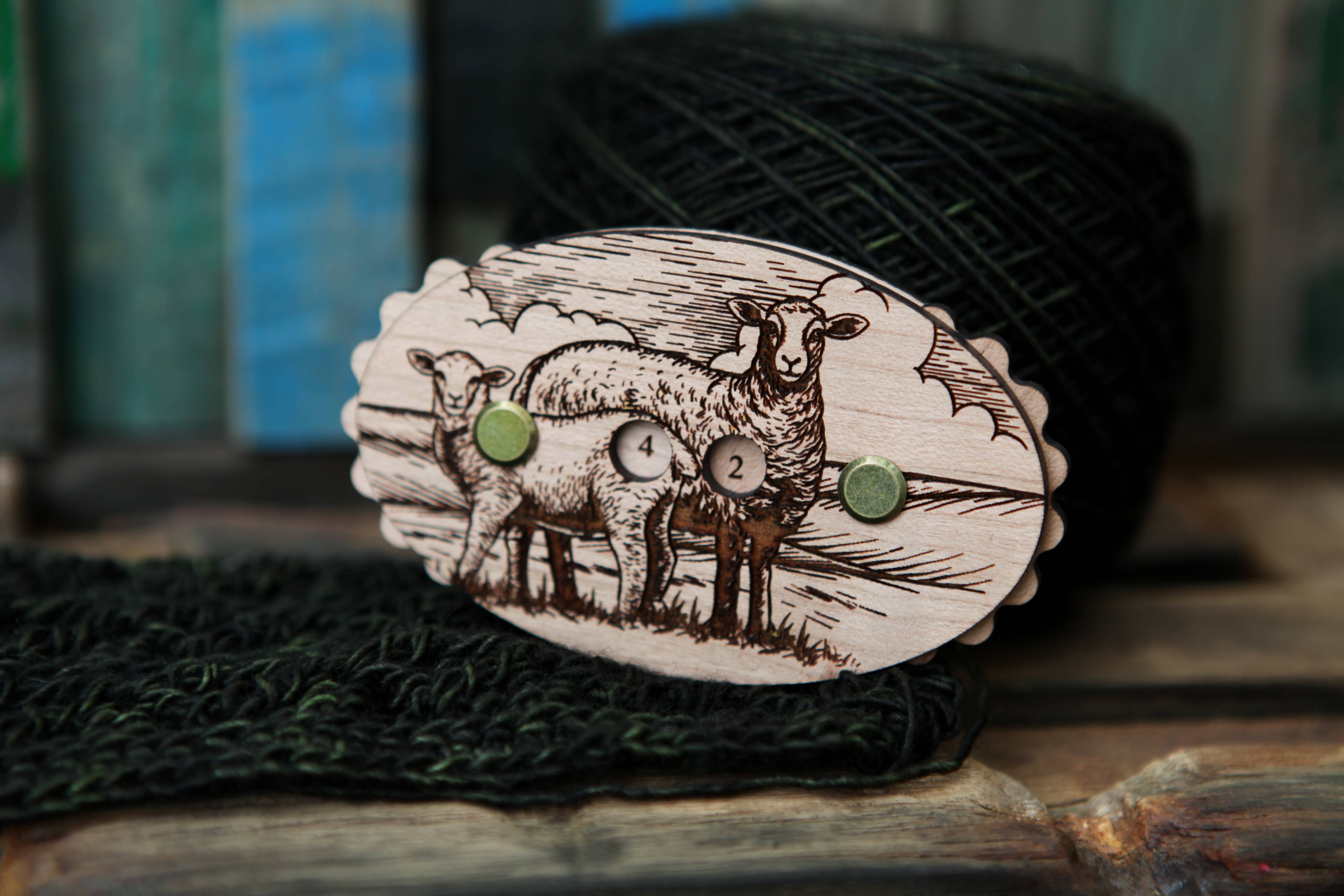 Sunrise Grove - Wholesale Knitting/Crochet Supplies - Sheep Cherry Wood Knitting Row Counter6