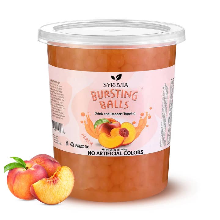 2 LB Peach Flavored Popping Boba for wholesale by Syruvia