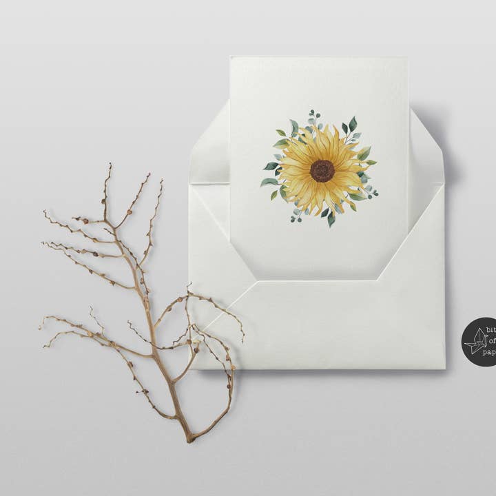 Carte de tournesol pour la vente par Bits of paper design co