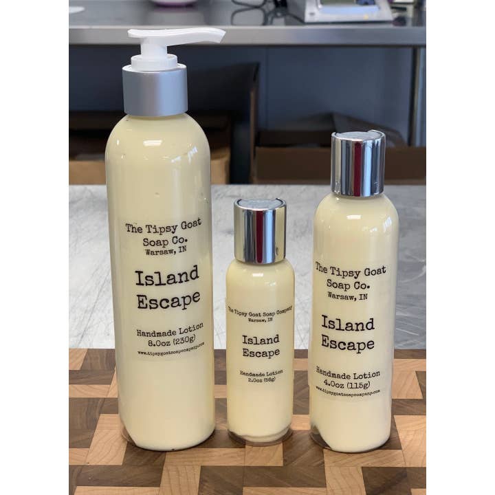 Island Escape Handmade Lotion for wholesale by The Tipsy Goat Soap Company