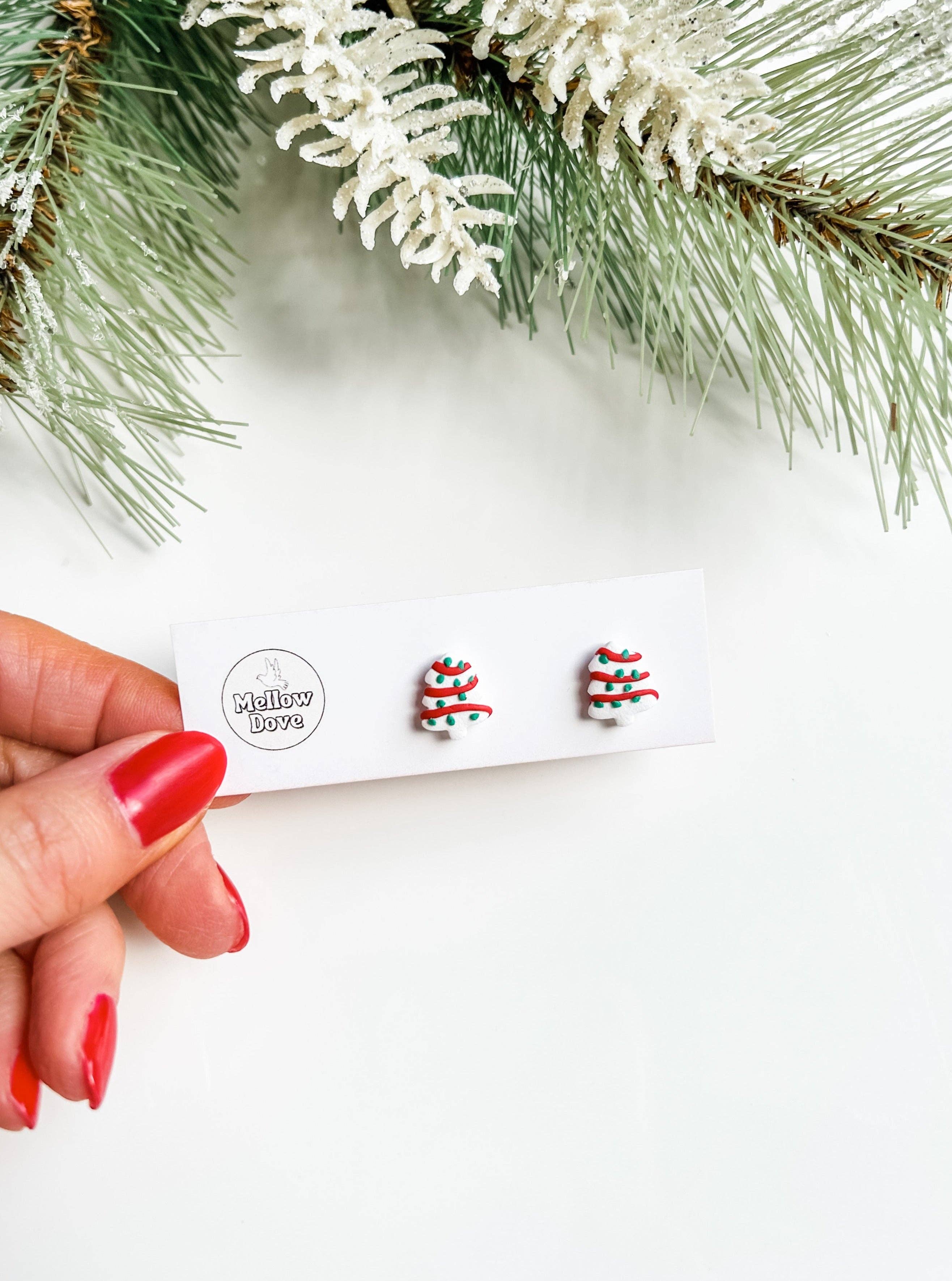 Mellow Dove Designs – wholesale Stud/post earrings – Christmas Tree Cake Studs | Boho Christmas Earrings
