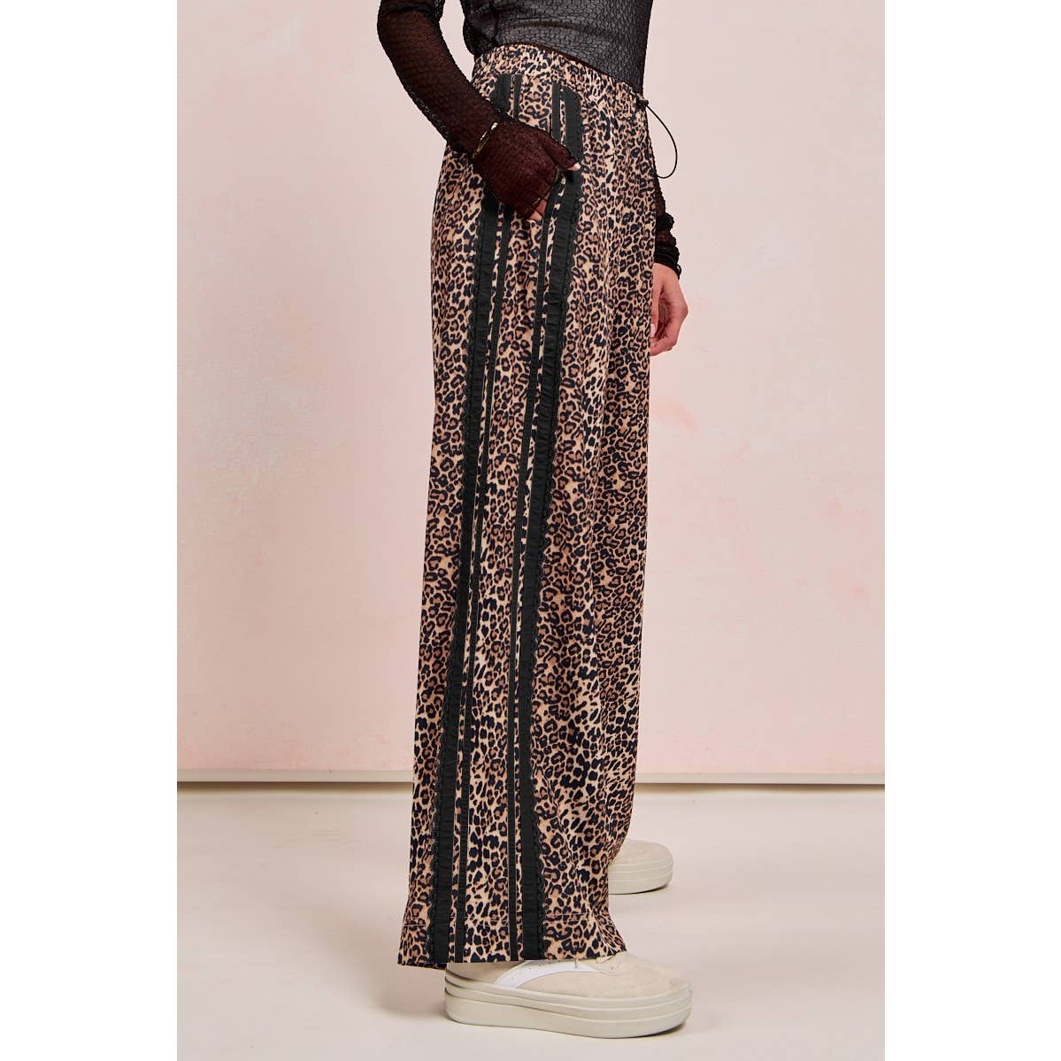 IVE - Wholesale Pants - Women's - Leopard Printed Track Pants Side Contrast Lace5