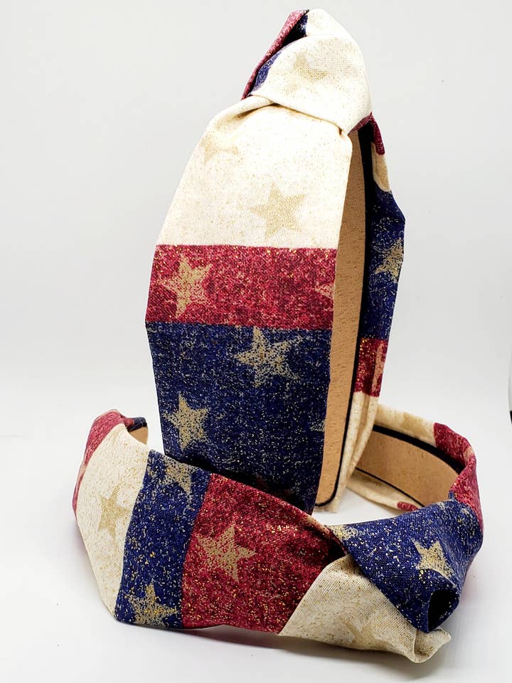 Bandolete Patriótica Nocada Glitter Estrelas e Riscas Ouro por atacado de Maggie G