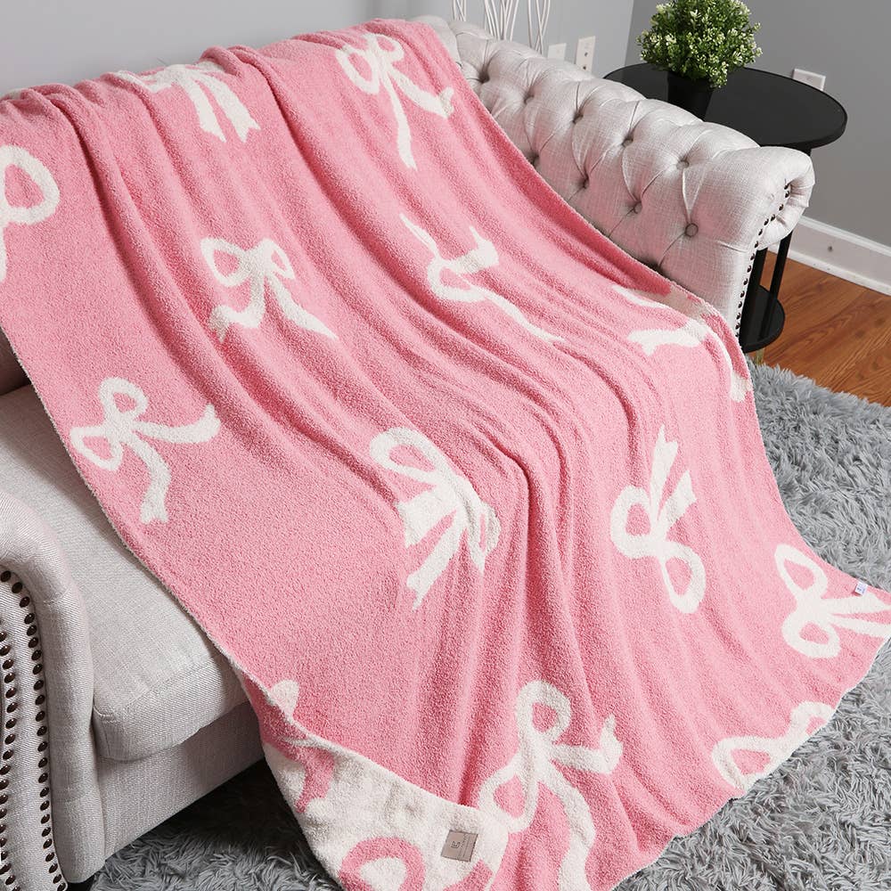 Sensibling Corp. - Wholesale Throw Blanket - Pink Ribbons / Bows Reversible Throw Blanket3
