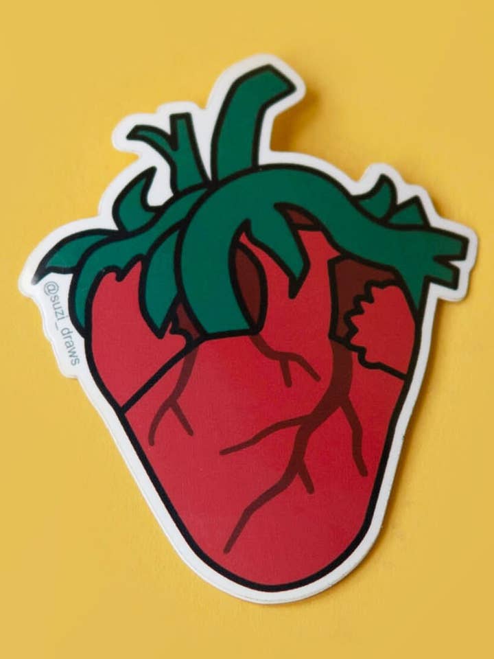 Strawberry Heart | Vinyl Sticker for wholesale by Suzi Spooner Illustration
