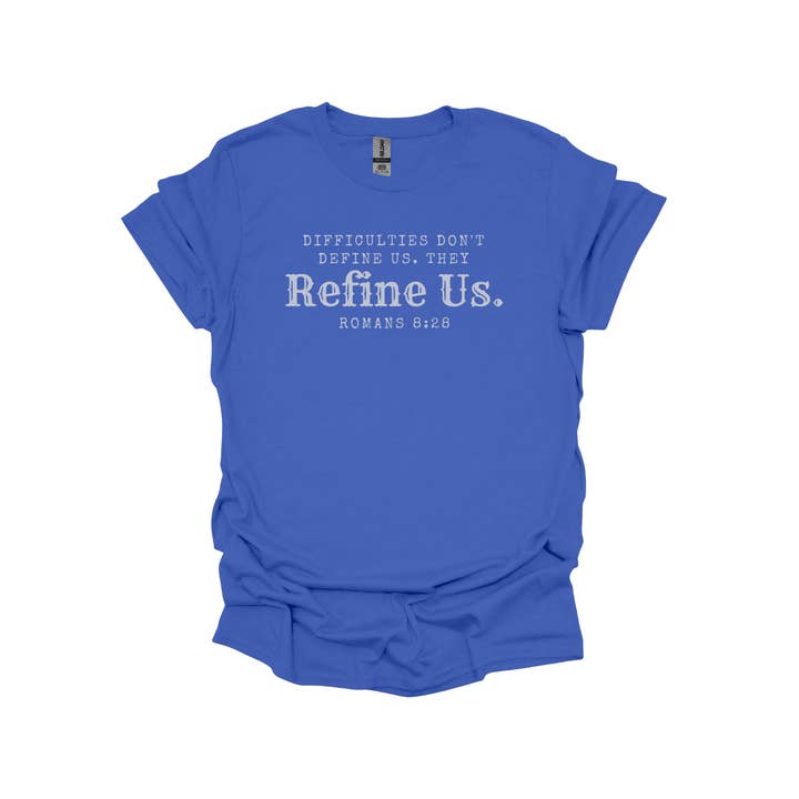 Love Ann Joy Apparel, LLC - Wholesale Screen Printed T-Shirt - Unisex - Difficulties Don't Define Us Christian Crew Neck T-Shirt2