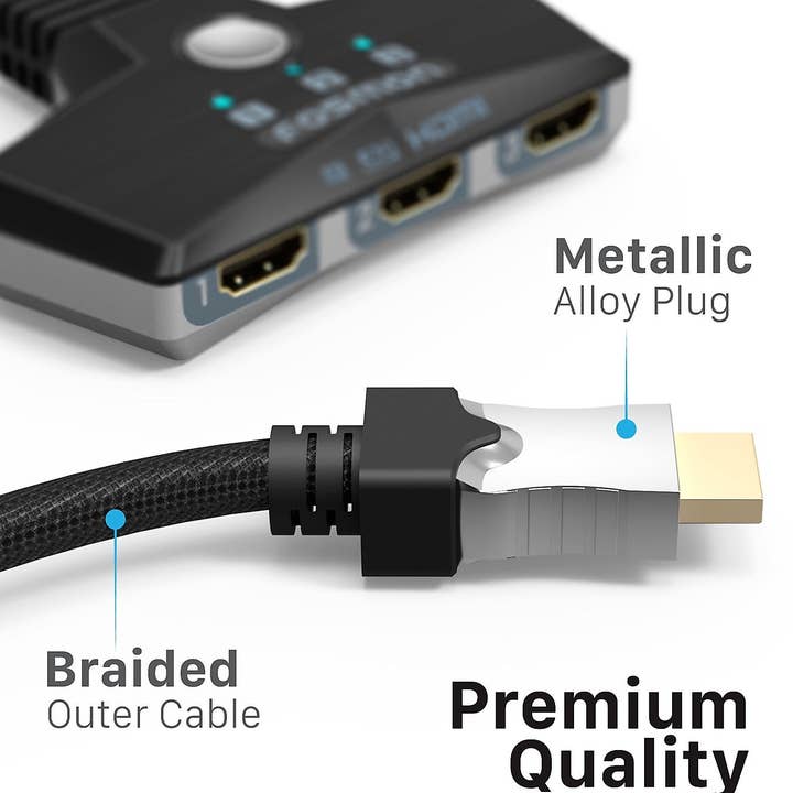 Fosmon - Wholesale Charging Cable - 3x1 HDMI 2.0 Switch 4K@60Hz with 3FT Braided Cable4