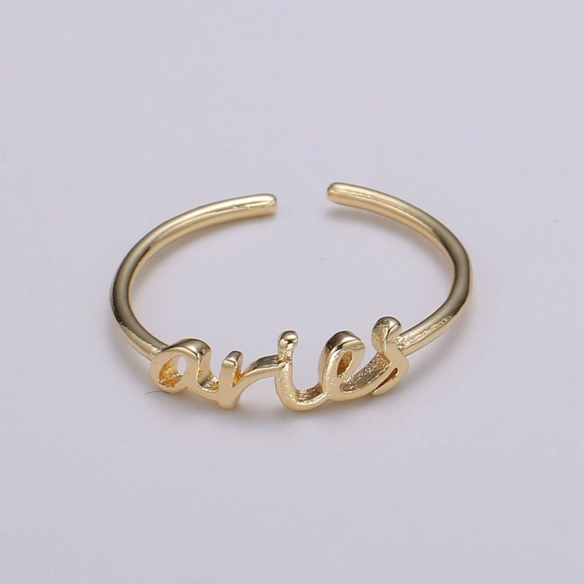 Aim Eternal - Wholesale Band/Stacked Ring - Gold Zodiac Ring Words Gold Ring, Astrology Horoscope Ring Birthday Personalized Gift Open Adjustable Ring for Stacking Ring Midi Ring R-422-R-4336