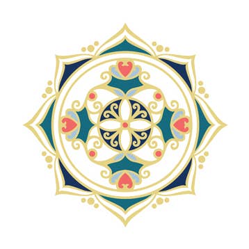 Tatouage temporaire Mandala en or, émeraude et rubis pour la vente par Sioou