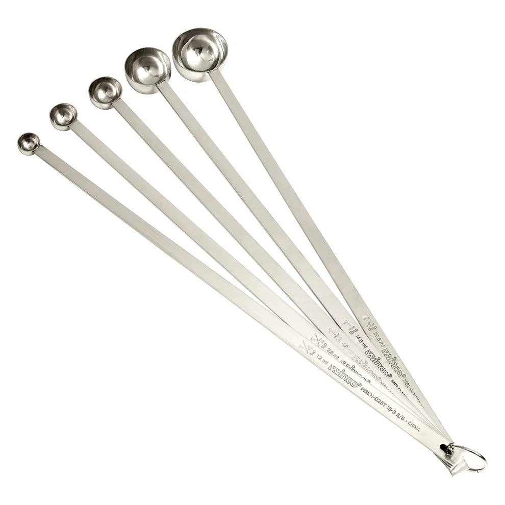 EcoQuality - Vendita all'ingrosso Cucchiaio misurino - MSLH-025T - 5P, 1/4 cucchiaino–2 cucchiai 18/8 SS cucchiai dosatori a manico lungo5