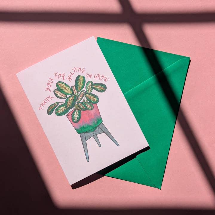 Thank You Card - Thanks Greetings Card - Houseplant Plant for wholesale by Drawn to Nature