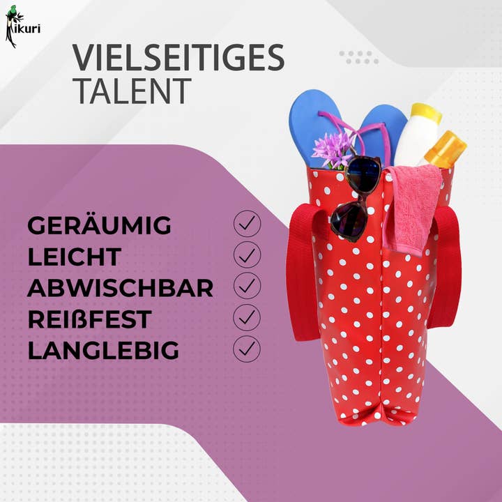 Ikuri - Wholesale Grocery/Shopping Bag - Shopper bag made of tarpaulin - Tote bag - Red polka dots2