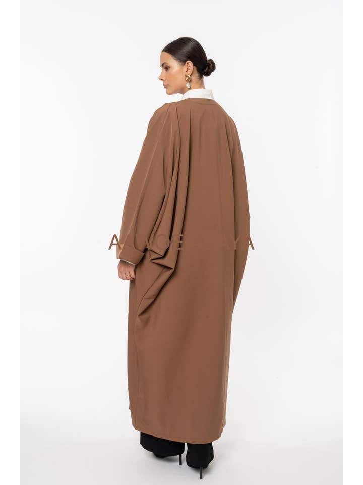 Aawoe Abaya - Wholesale Kaftan - Women's - Open abaya with wide sleeves and adjustable details -2302