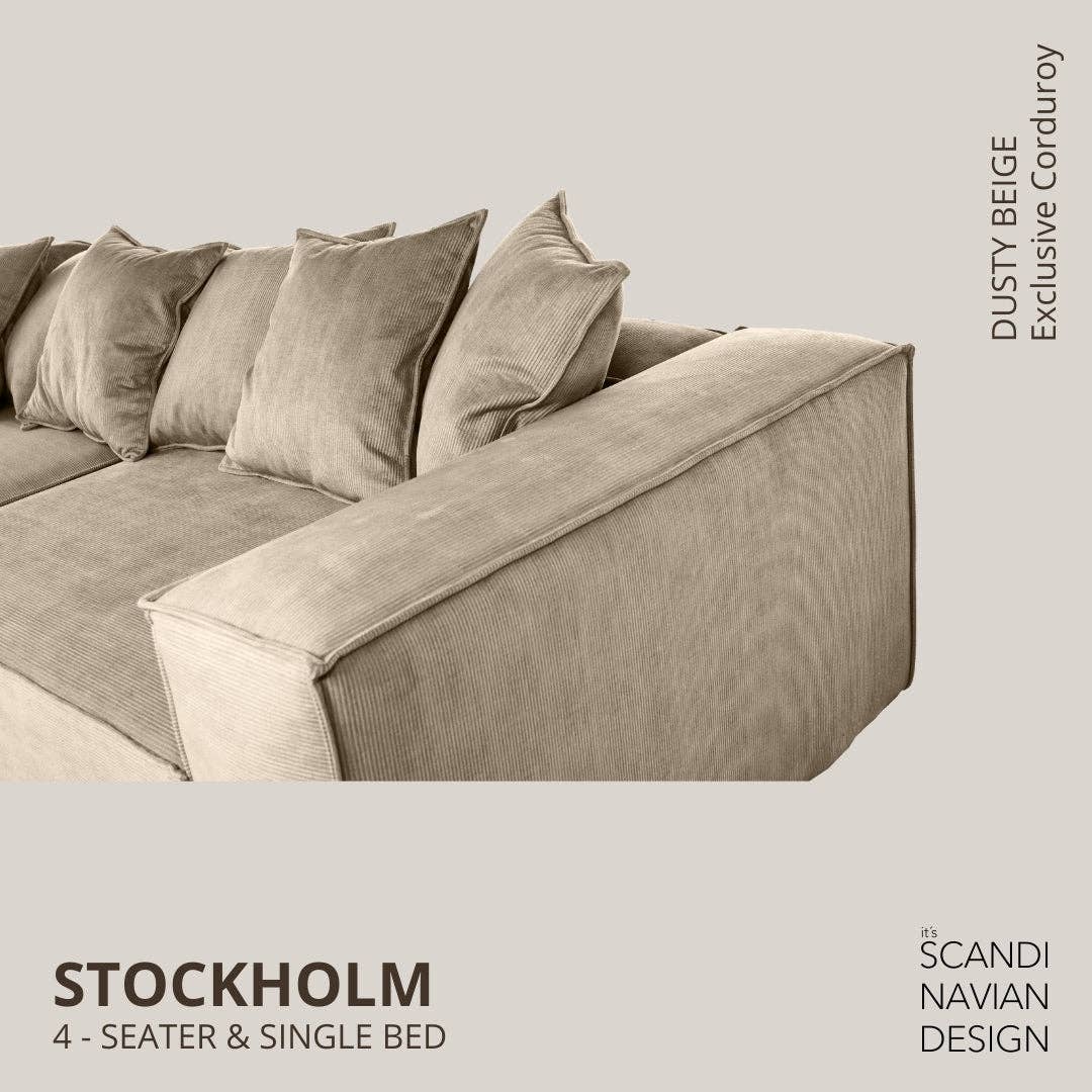 Stockholm 4-seater sofa/single bed Exclusive Corduroy Dusty Beige removable & washable cover for wholesale on Faire14
