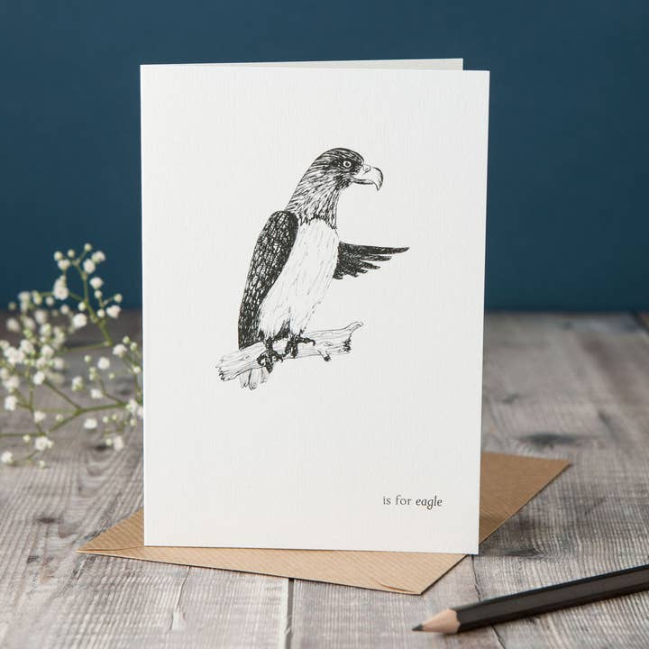 E is for Eagle Card for wholesale by Lucy Coggle Designs