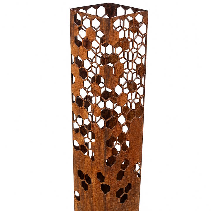 Beehive Pattern Metal Garden Column – Outdoor Sculpture for wholesale by Maker Table LLC