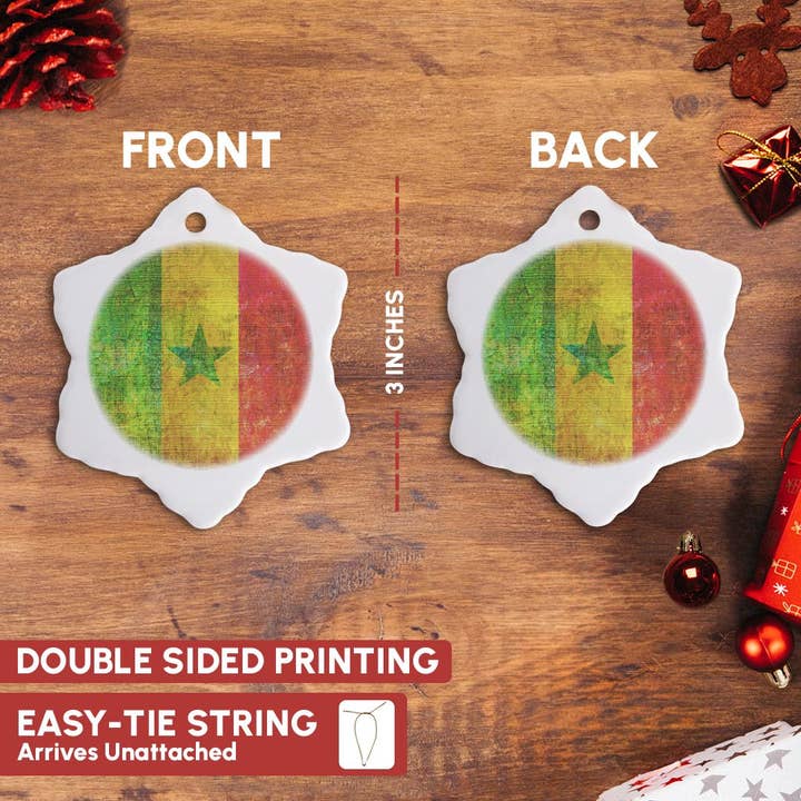 3dRose – wholesale Prydnad – 3dRose, Flagga i sliten stil av Senegal, prydnad2