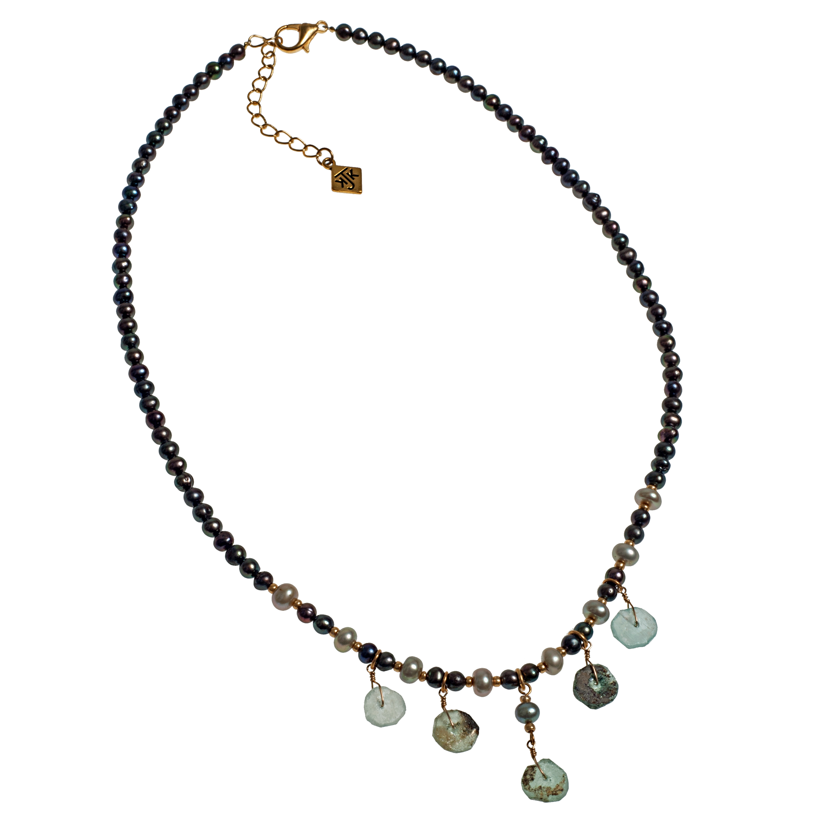 KJK Jewelry Inc. - Wholesale Beaded/Pearl Necklace - Roman Glass And Cultured Pearl Necklace0