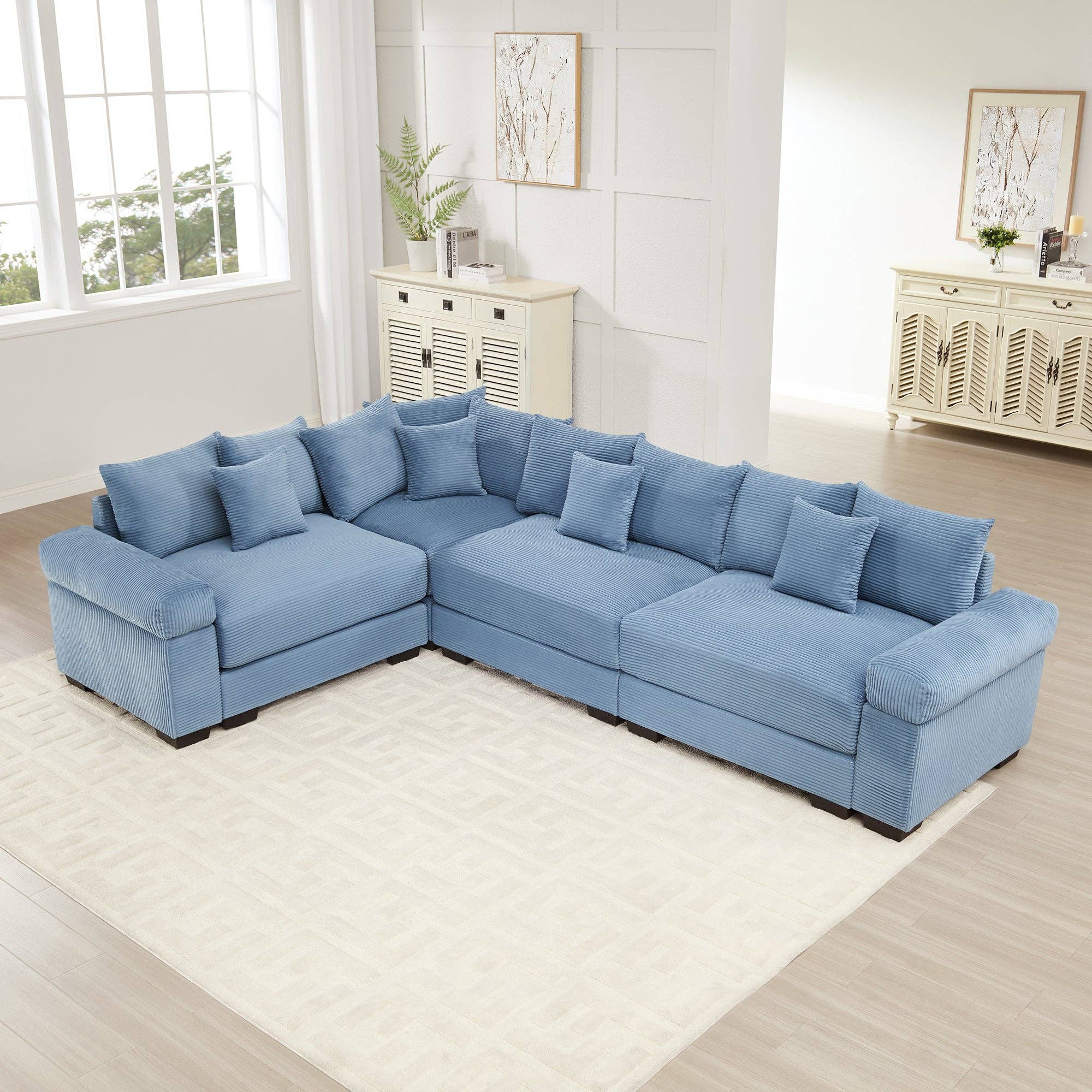 39F Inc. - Wholesale Sofa - Oversized Blue Cloud Modular Sectional Couch (13 Pillows)0