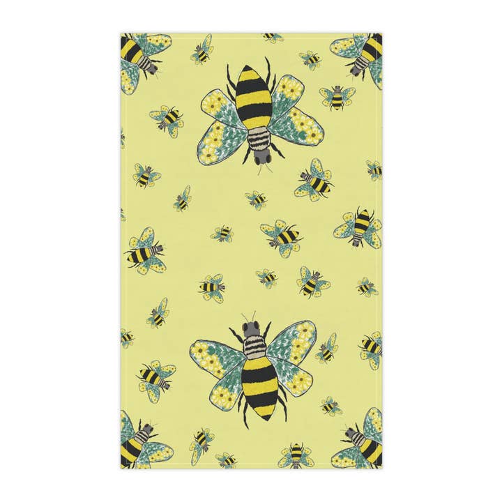 Bee Flower Cotton Kitchen Tea Towels for wholesale by Blue Cava