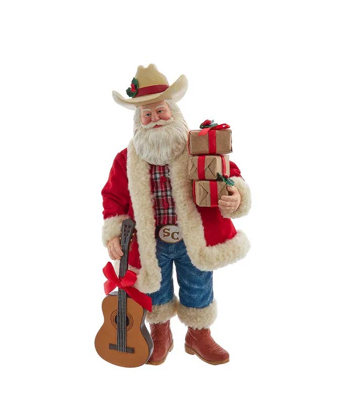 Kurt S. Adler, Inc. - Wholesale Christmas Decoration - 11" Westrn Santa W/Guitar+Gift Boxes