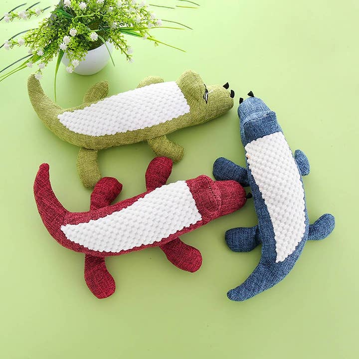 PAWPAWwholesale - Wholesale Pet Plush Toy - Dog - Linen Croc Chew Toy, Durable Fun for Dogs_CWMM54655