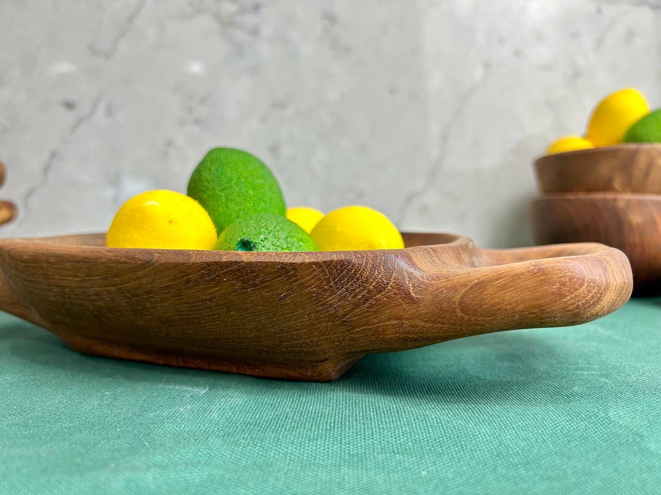 Tuckahoe Hardwoods – Engroshandel Pyntebakke – Rustikt teaktræsfad med håndtag - lille4